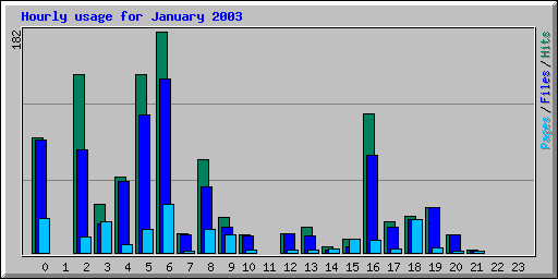 Hourly usage for January 2003